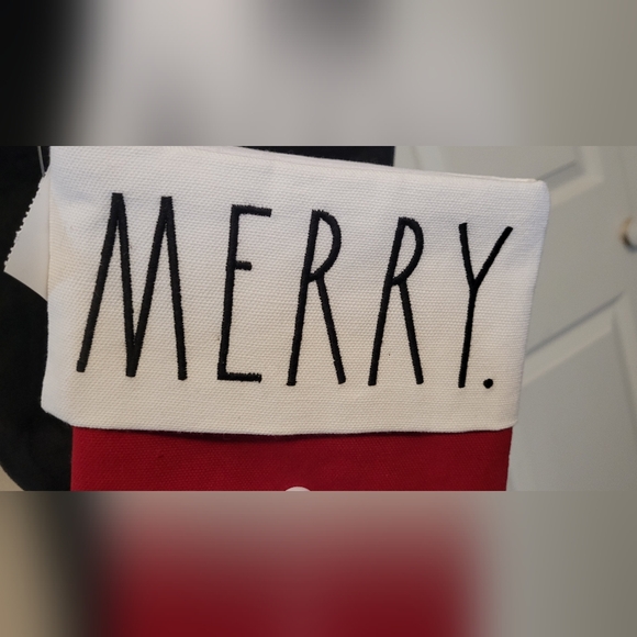 RAE DUNN MERRY Snowflake Christmas Stocking RED & White - Picture 3 of 5